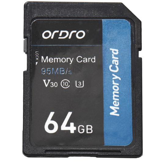 Ordro - 64GB Memory Card V30 Class 10 sd Card 95MB/s High Speed for Digital Video Cameras Camcorders - Black