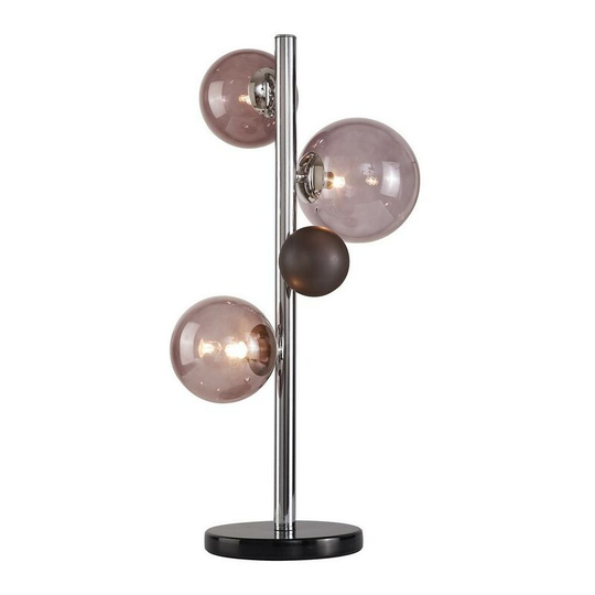 Luminosa Lighting - Table Lamp, 3 x G9, Polished Chrome, Smoked Glass