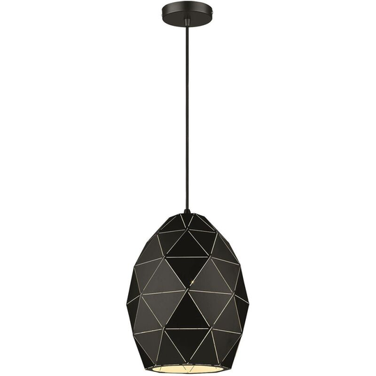 1 Light Ceiling Pendant White, Matt Black, E27 - Spring Lighting
