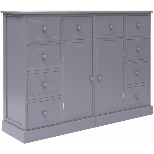 Sideboard with 10 Drawers Grey 113x30x79 cm Wood Vidaxl Grey