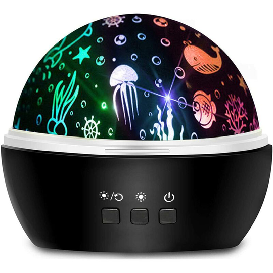 Perle Rare - Baby Night Light, Star Night Light Projection Rotation Child Led Projector Lamp and 8 Colors Baby Projection Lamp for Birthday Christmas