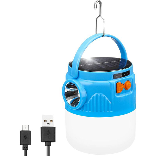 Solar Led Camping Light, Usb Rechargeable Lantern, Waterproof Portable Camping Flashlight 3 Modes Power Bank Tent Lights for Outdoor Camping Hiking