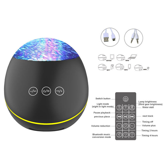 Thsinde - Star projector, galaxy projector, romantic ocean projector lamp with bluetooth speaker