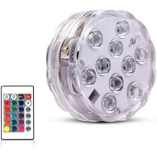 Aougo - Submersible led Lights IP68 Waterproof with Remote Control Multicolor led Vase Light Pond Lighting 10 led Lights for Aquarium Vase Base Pond