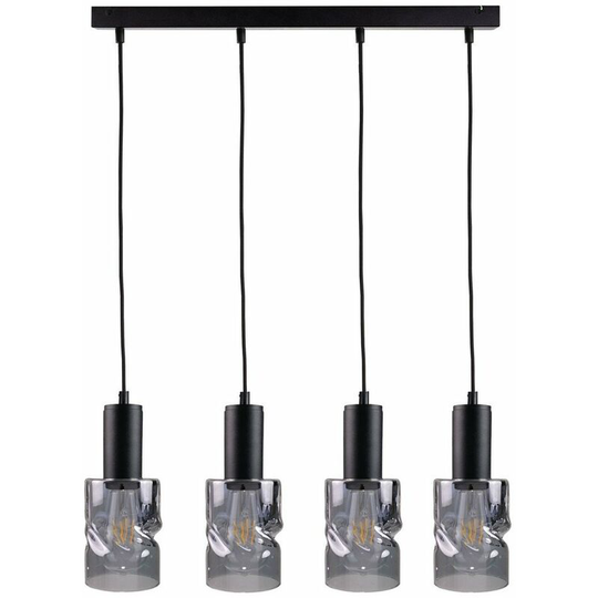Keter Lighting - Keter Cross Bar Pendant Ceiling Light Black, 60cm, 4x E27