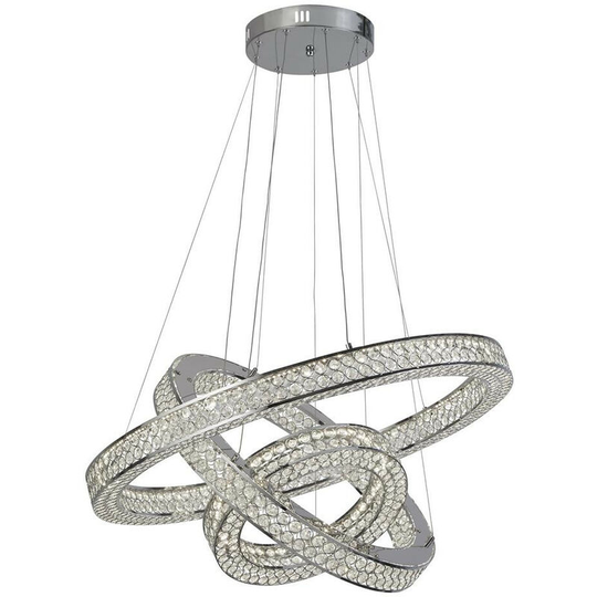 Searchlight Bands 3 Light led Pendant, Chrome, Crystal 4000K