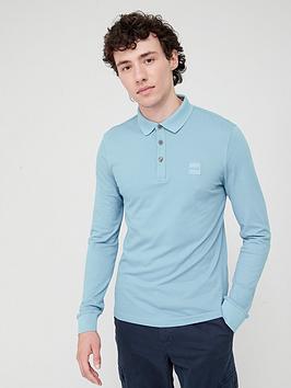 BOSS Passerby Slim Fit Long Sleeve Polo Shirt - Light Blue, Light Blue, Size 4Xl, Men