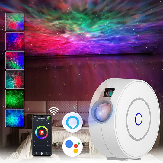 Muff - Smart Projector Compatible with Alexa and Google Home, Voice Controlled Star Night Light Projector with Nebula