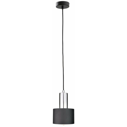 Keter Luce Cylindrical Pendant Ceiling Light Black, Silver, 15cm, 1x E27