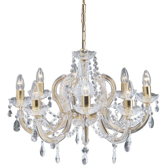 Searchlight Marie Therese - 8 Light Crystal Chandelier Polished Brass Finish, E14