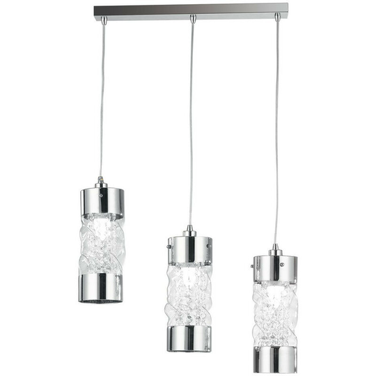 Fan Europe jive 3 Light Straight Bar Pendant Ceiling Light Chrome, Crystal 60x12x24.7cm