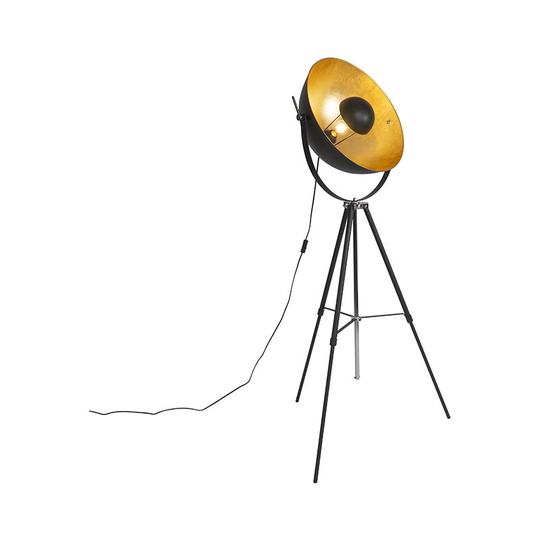 Floor lamp black with gold 51 cm adjustable tripod - Magnax - Black