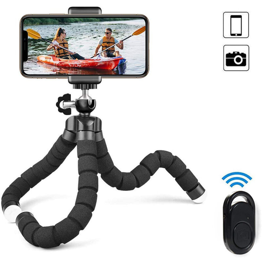 1PCS Phone Tripod, Portable and Flexible Tripod with Wireless Remote and Clip, Mobile Phone Tripod Holder for Video Recording, Sponge Tripod Selfie
