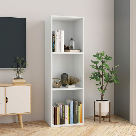 Devenirriche - Book Cabinet/TV Cabinet White 36x30x114 cm Chipboard - White