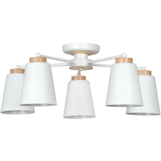 Emibig Periot White Multi Arm Semi Flush Ceiling light 5x E27