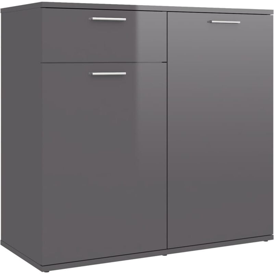 Sideboard High Gloss Grey 80x36x75 cm Engineered Wood Vidaxl Grey