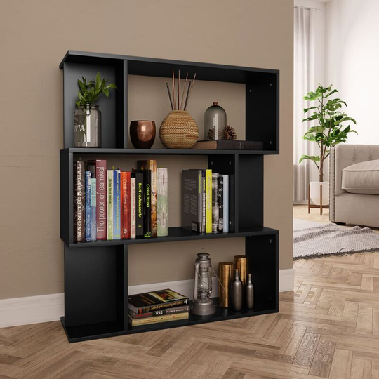 Devenirriche - Book Cabinet/Room Divider Black 80x24x96 cm Chipboard - Black