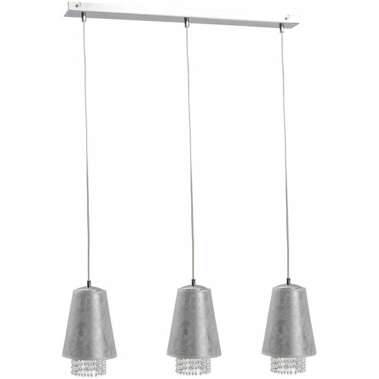 Keter Molly Bar Pendant Ceiling Light Crystal Silver, 60cm, 3x E27
