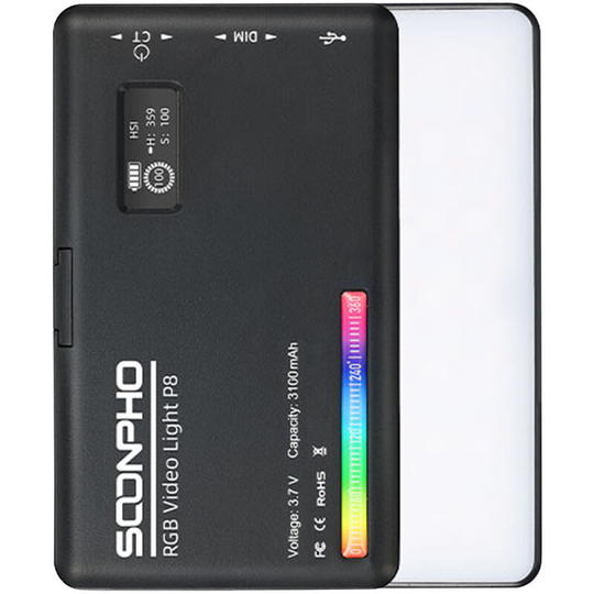 Soopho P8 rgb led Panel Lights Video Fill Light Full Color Camera Light CRI95+ 20 Light Modes Built-in Battery Power Suitable for Studio Photographer