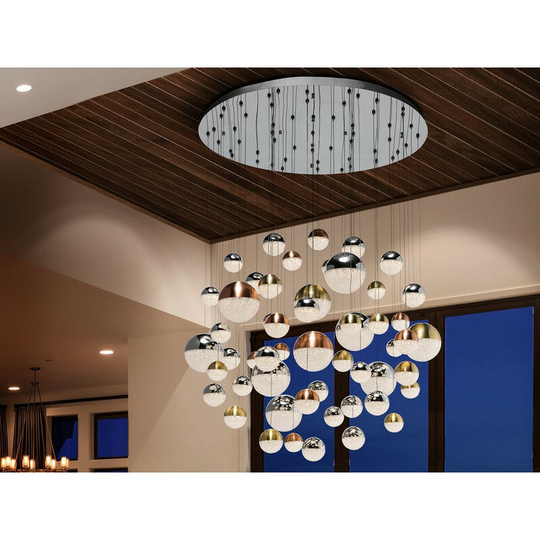 Schuller Lighting - Schuller Sphere - Dimmable 55 Light Integrated led Light Pendant Light Cluster Drop, Chrome, Copper, Brass, Bluetooth control