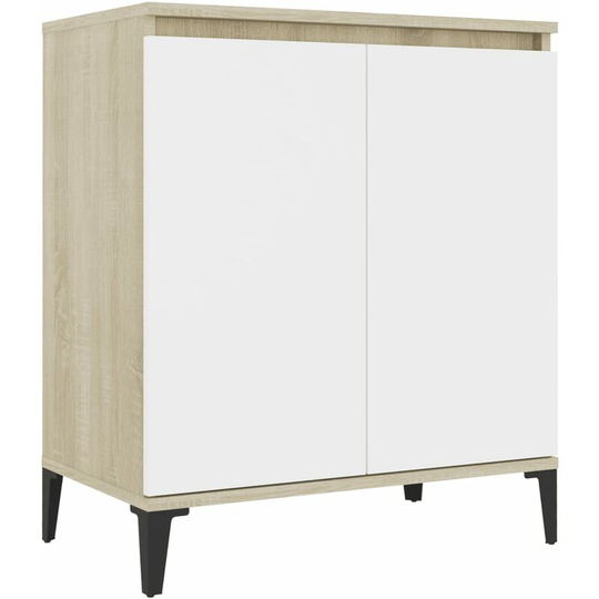 Sideboard White and Sonoma Oak 60x35x70 cm Engineered Wood Vidaxl White