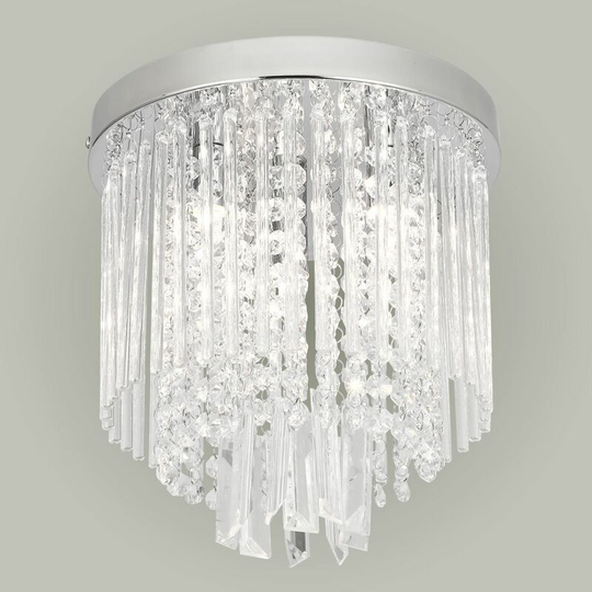 Belgravia - Crystal Flush Ceiling Light - Polished chrome plate with crystal effect glass detail
