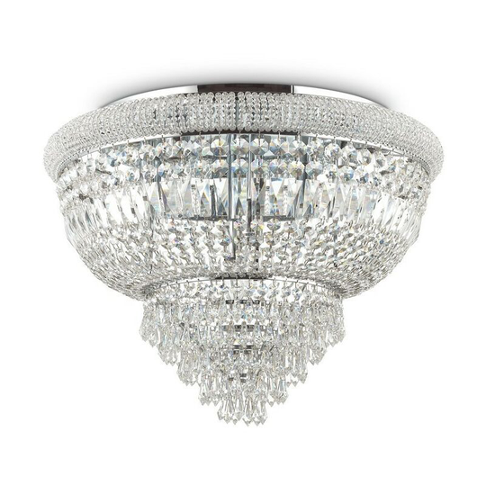 Ideal Lux dubai - Indoor 24 Lights Flush Chandelier Ceiling Lamp Chrome, E14