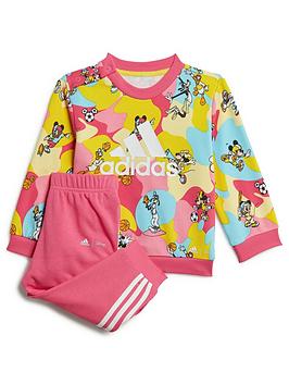 adidas x Disney Infant Girls Mickey Mouse Crew And Jogger Set - Light Pink, Light Pink, Size 6-9 Months, Women
