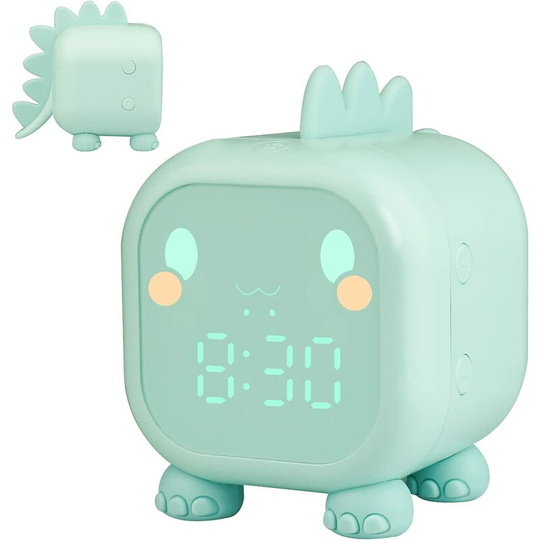 Aougo - Cartoon Dinosaur Digital Alarm Clock, Small Creative Multifunctional led Student Electronic Alarm Clock, Delay Wake-Up Light Sound Controlled