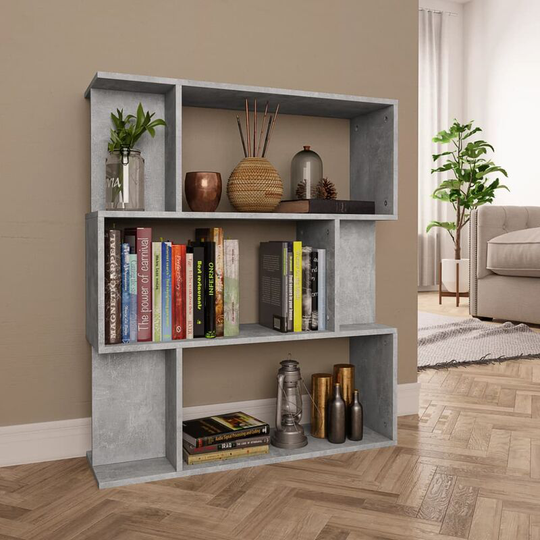 Devenirriche - Book Cabinet/Room Divider Concrete Grey 80x24x96 cm Chipboard - Grey