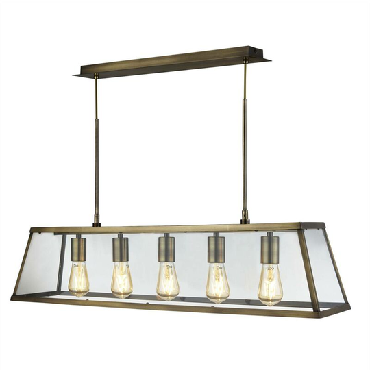 Searchlight Voyager - 5 Light Lantern Pendant Bar Antique Brass, E27