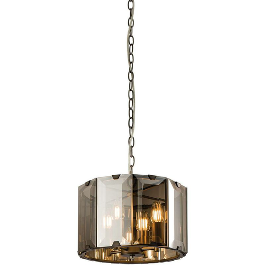 Endon - 4 Light Ceiling Pendant Slate Grey Gloss Paint, Smoke Cut Glass, E14