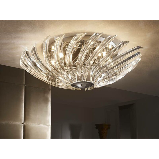 Schuller Eloise - 8 Light Crystal Flush Ceiling Light Chrome, G9