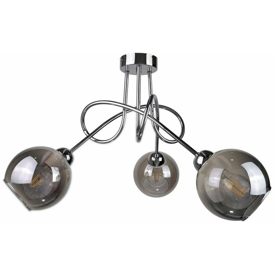 Keter Ring Multi Arm Semi Flush Ceiling Light Silver, 70cm, 3x E27