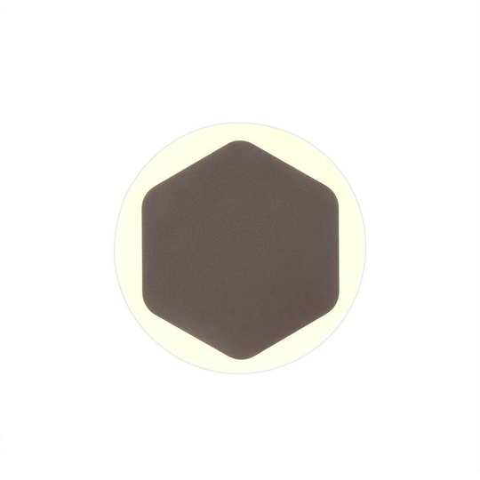 Magnetic Base Wall Lamp, 12W led 3000K 498lm, 15cm Vertical Hexagonal 19cm Round Centre, Coffee, Acrylic Frosted Diffuser - Luminosa Lighting