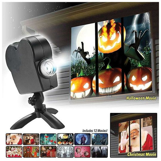 Christmas Halloween Projector 12 Movies Stage Disco Light Window Display Laser Lamp Wonderland Party Decor eu Thsinde