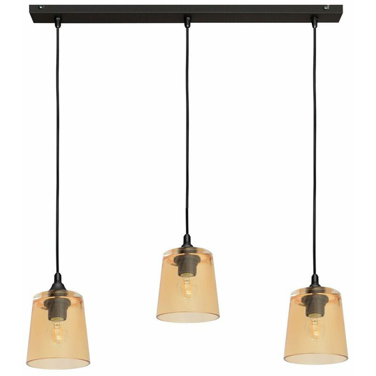 Helam Lucea Straight Bar Pendant Ceiling Light Black, Amber 70cm