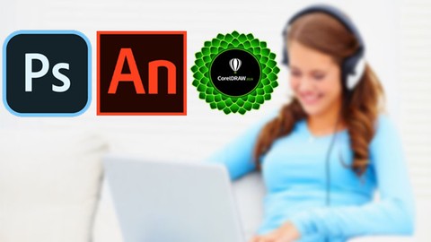 Photoshop CC 2020 + Corel Draw 2018 + Animate CC 2019