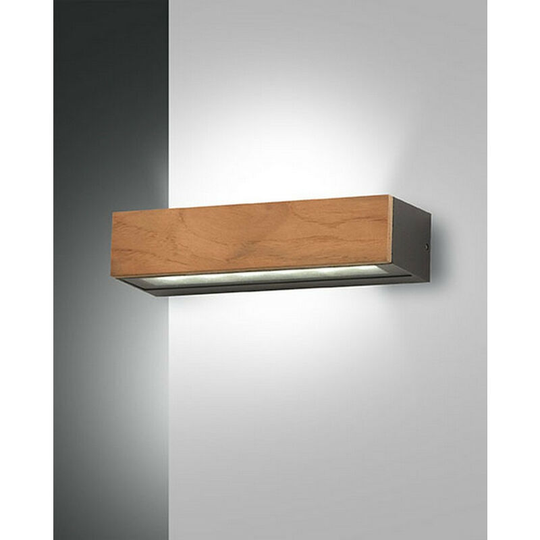 Fabas Luce Hazel Integrated led Wall Light Teak Wood Glass, IP65