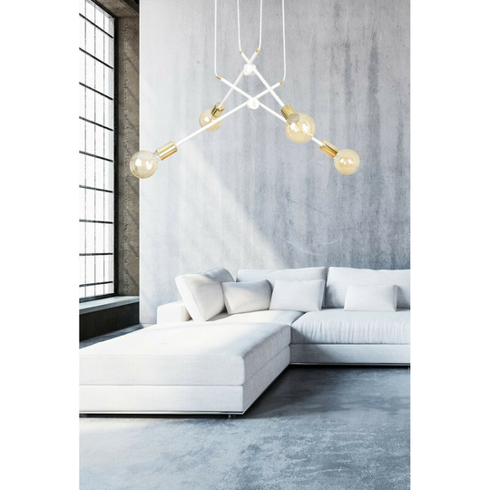 Emibig Lighting - Emibig Geomet White Multi Arm Pendant Ceiling Light 4x E27