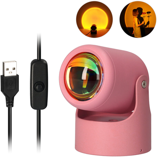 USB Projector LED Lamp Sunset Projection LED Desktop or Wall Lamps 180 Degrees Rotation Decorative Mood Night Light for Living Room Bedroom Party