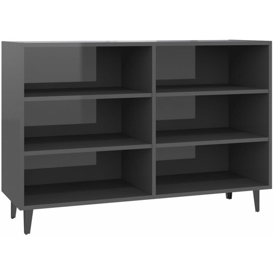 Sideboard High Gloss Grey 103.5x35x70 cm Engineered Wood Vidaxl Grey