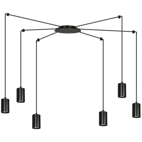 Emibig Lighting - Emibig Traker Black Cluster Pendant Ceiling Light 6x GU10