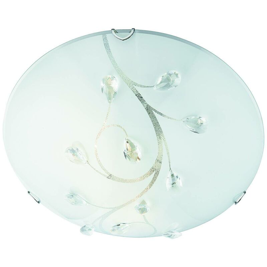 Searchlight Flush - 3 Light Large Ceiling Flush Light Chrome, Crystal Glass, E27