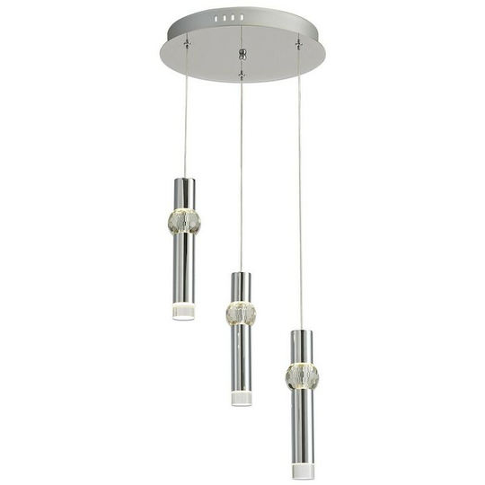 Luminosa Lighting - 3 Light Round Ceiling Cluster Pendant, 3 x 5W led, 3000K, 268lm, Polished Chrome
