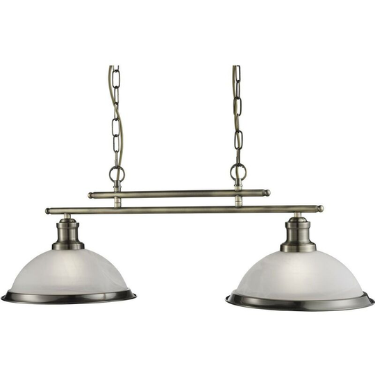 Searchlight Bistro - 2 Light Ceiling Pendant Bar Antique Brass, Acid Glass, E27