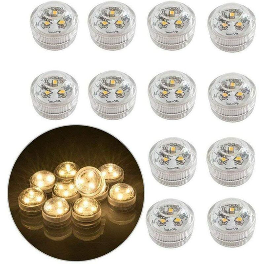 Aougo - 12 led Flameless Underwater Tea Lights, Battery Operated Submersible Waterproof Decorative Lighting for Fish Tank/Pond/Swimming