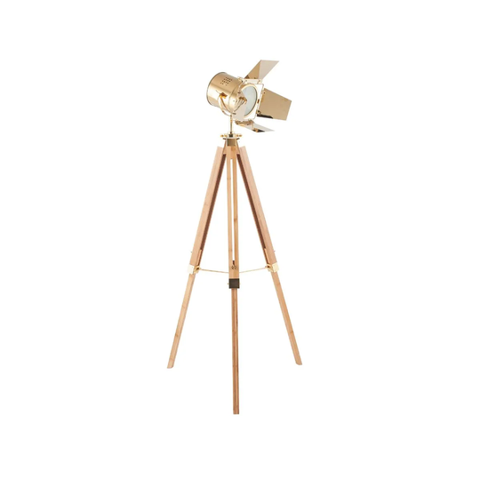 Gold And Natural Tripod Floor Lamp