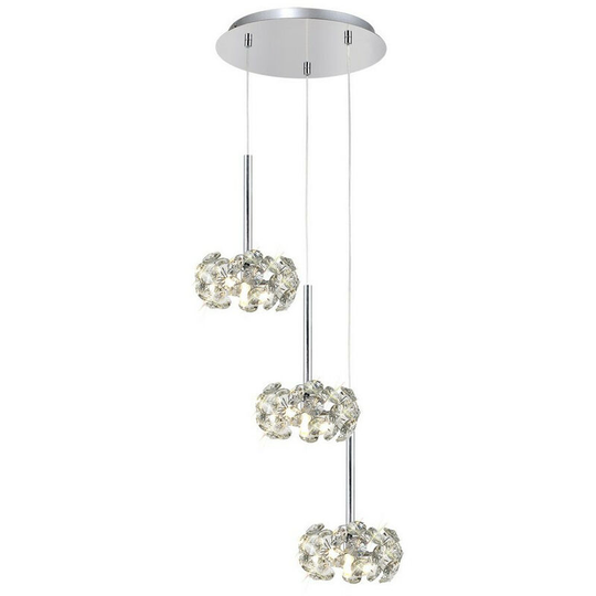Luminosa , 3 Light G9 2m Round Pendant With Polished Chrome And Crystal Shade