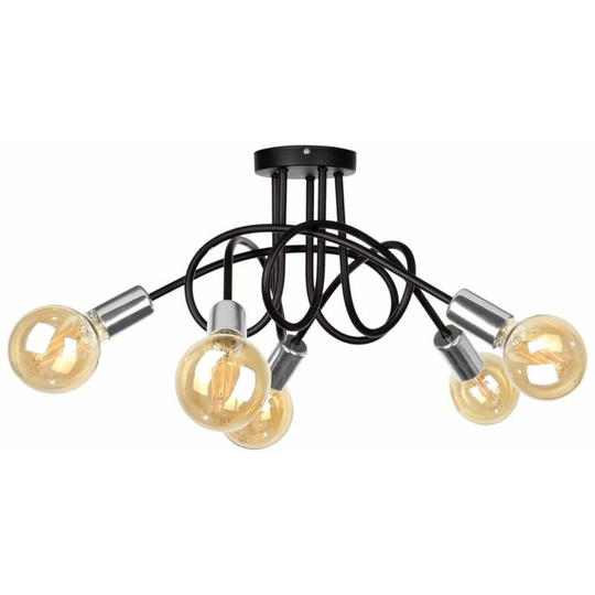 Keter Rumba Multi Arm Semi Flush Ceiling Light Black, Silver, 50cm, 5x E27